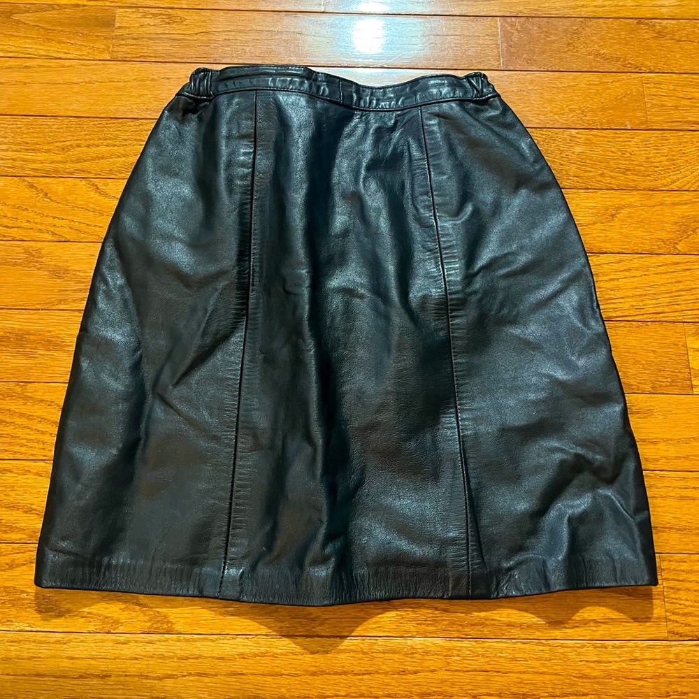 VINTAGE Genuine Leather Skirt in Black